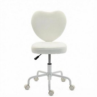 Pnronnc Linen Upholstered Office Chair Swivel Vanity Chair Rolling Reading Armchair