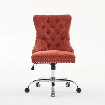 Pnronnc Chenille Office Chair Swivel Desk Chair with Tufted Button