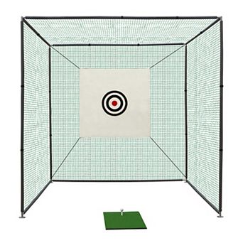 True Grip 10x10x10ft Golf Practice Net Cage with Metal Frame, Indoor Outdoor Hitting Net
