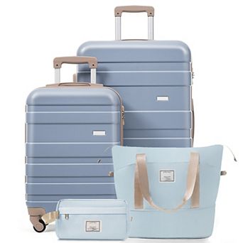 Vesta 4 pc Luggage Set Checked Suitcase with Duffel Bag and Toiletry Bag