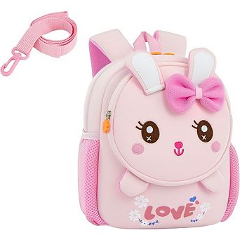 Kids Toddler Bunny Backpack with Leash Chest Buckle Mini Travel Daycare Bag