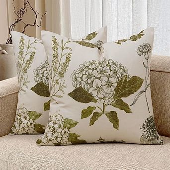 Vintage Floral Throw Pillow Covers Set, Decorative Accent Cushion Cases