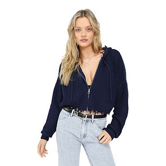 Another Love Fringe Knit Zip Cardigan