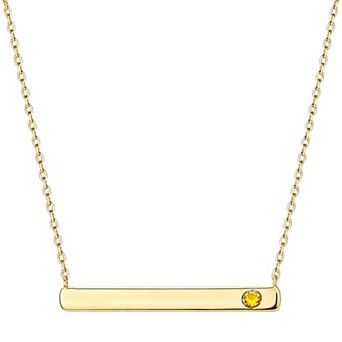 14K Gold Plated Crystal Birthstone Bar Necklace Gift for Her