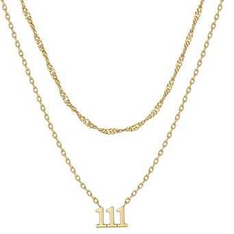 14K Gold Plated Number Pendant Layering Necklace Gift for Women