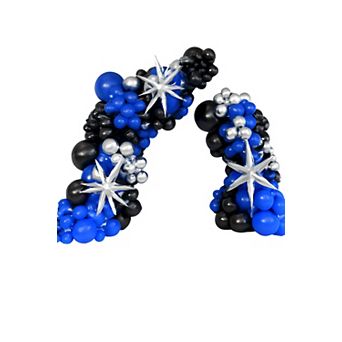 Navy Blue Silver Balloons Arch Kit 156 pc Balloons for Prom, Wedding or Shower