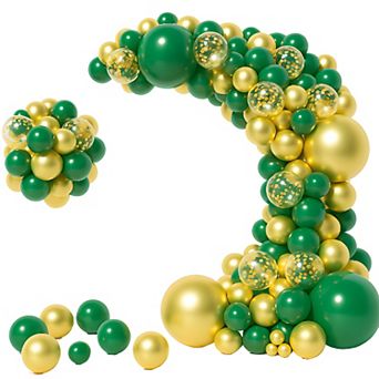 Metallic Gold & Hunter Green Balloon Garland Kit 140 pc for Birthday & Jungle Party Décor