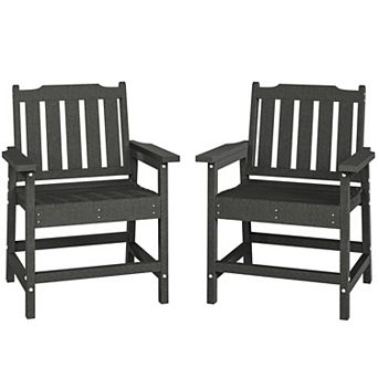 2 pc Gray All-Weather Patio Chair Set, Durable HDPE Outdoor Dining Furniture