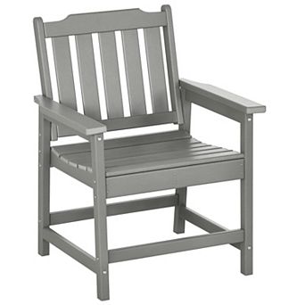 All-Weather HDPE Patio Dining Chair for Garden, Deck, Porch, Gray
