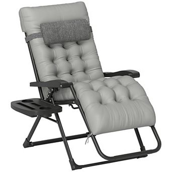 Gray Padded Zero Gravity Recliner Chair with Cup Holder and Cushion