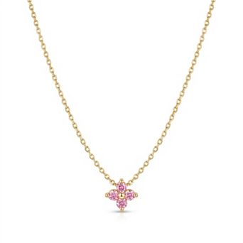 14K Gold Plated Cubic Zirconia Birthstone Pendant Necklace Gift for Her