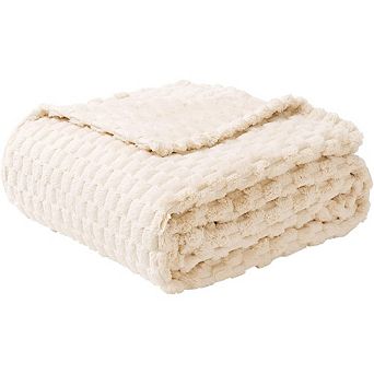 Super Soft Fleece Throw Blanket for Couch, 50x60 in Beige