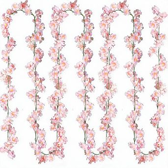 2 Pack Cherry Blossom Garland, Artificial Silk Flower Vine for Wedding Home Garden Decor