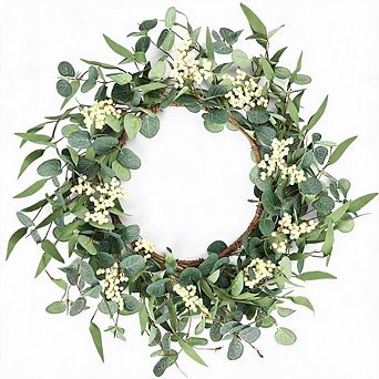 20" Eucalyptus Wreath, All‑Season Front Door Greenery Wreath