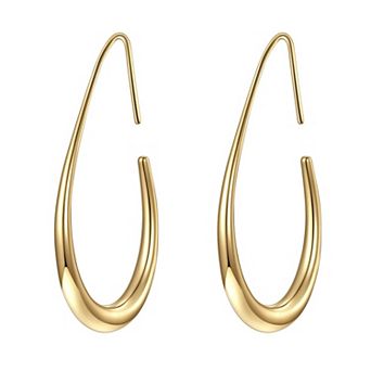 14K Gold Plated Oval Teardrop Earrings Polished Jewelry