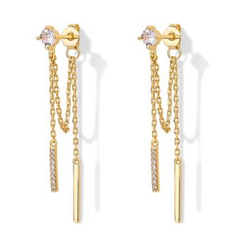 18K Gold Plated Silver Zircon Chain Threader Earrings