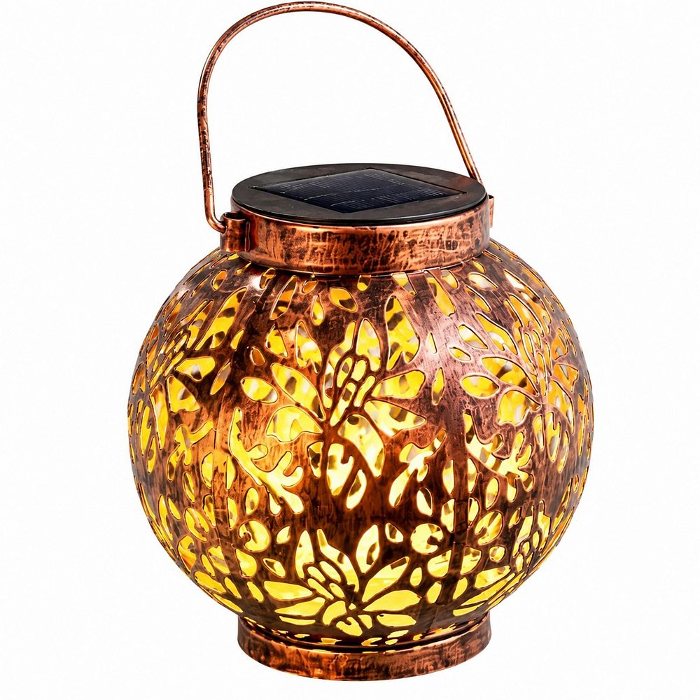 2 Pack Solar Hanging Lantern Lights Waterproof Flower Outdoor Garden ...