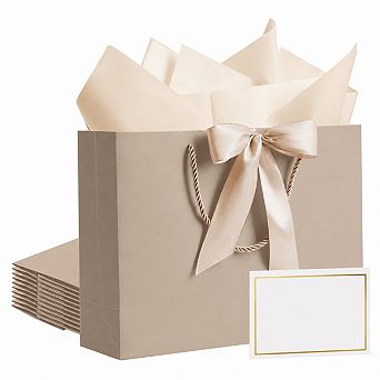 12.6 Gift Bags Bulk with Tissue Paper Greeting Cards Ribbons for Wedding Birthday Graduation