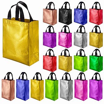 100 Pack Reusable Non Woven Gift Bags With Handles 10 Colors