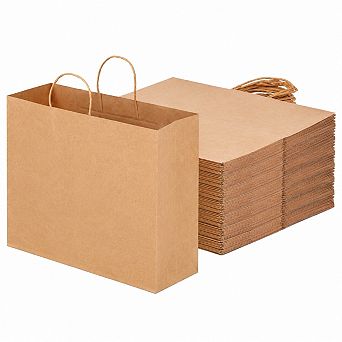 60 Pack Brown Large Paper Bags With Handles For Gifts Shopping Retail Parties