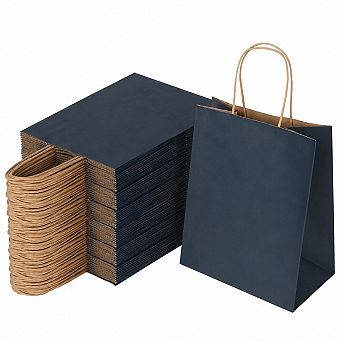 100 Pack Medium Blank Paper Gift Bags With Handles Bulk For Party Favors Retail Shopping
