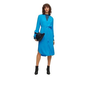 Boss Womens/Ladies Dibanorah Notch Neck Long-Sleeved Midi Shirt Dress
