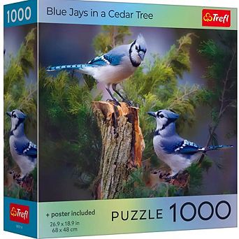 Trefl 1000 pc Puzzle - Bird Lovers: Blue Jays in a Cedar Tree