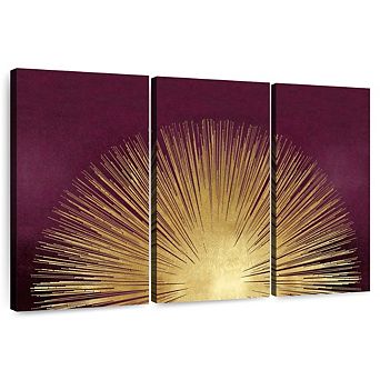 Sunburst Rising On Burgundy 3 pc Set Wall Art