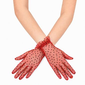 Polka Dot Lace Party Gloves 11.02"x3.35" 1 Pair
