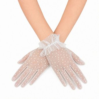 Polka Dot Lace Party Gloves 11.02"x3.35" 1 Pair