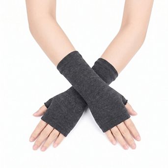 Solid Color Fingerless Gloves Knit Thumbhole Arm Warmers Mittens 1 Pair