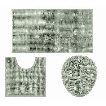 Ben & Jonah 3 pc Marled Chenille Shag Bath Rug Set
