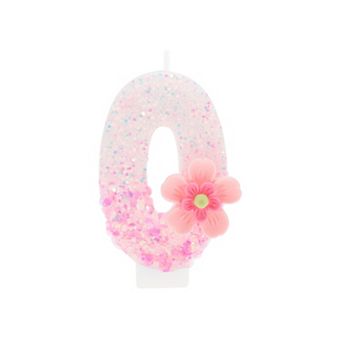 1 pc Birthday Candles Number 0, Flower Birthday Candles, Cake Decoration Pink