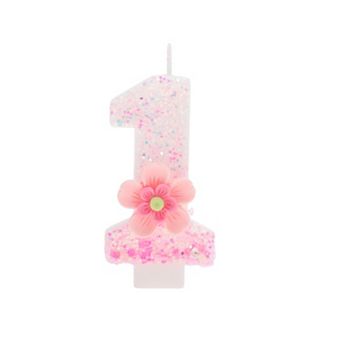 1 pc Birthday Candles Number 1, Flower Birthday Candles, Cake Decoration Pink