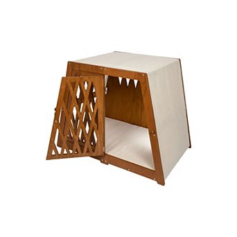 Birch Wooden Dog Crate with Memory Foam Bed Indoor Furniture-Style Kennel for Dogs