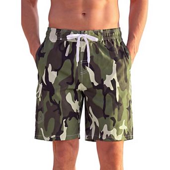 Men's Camo Swim Trunks Quick Dry Regular Fit Summer Beach Shorts