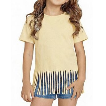 Girls Fringe Tee Fringe Hem T Shirt Western Fringe Shirt Retro Cowgirl Shirt Girls Summer Tee