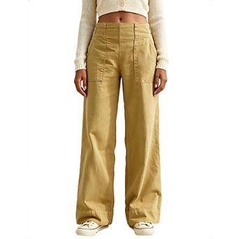 Women High Waist Wide Leg Cargo Pants with Patch Pockets
