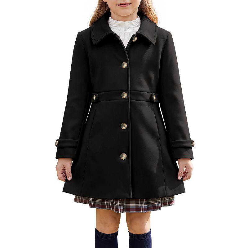 kohls ladies dress coats Girls Coat Lapel Pea Winter Overcoats with Pockets Puffer coat