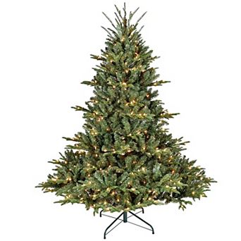 5FT Pre-Lit Christmas Tree, Artificial Fake Christmas Tree with 350 Lights, 1129 PE and PVC Mixed