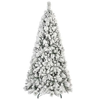 6ft Hinged Full Snow-Flocked Christmas Tree with 752 Mixed PVC and Pine Needles Tips
