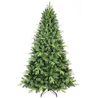 7ft Artificial Christmas Tree with 1816 Mixed PE and PVC Tips, Unlit Hinged Spruce Christmas Tree