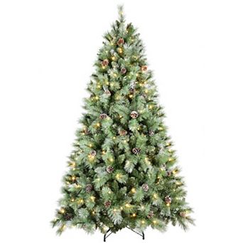 6ft Pre-Lit Christmas Tree with300 LED Lights, 988 PVC Pine Needles Tips and Pinecone