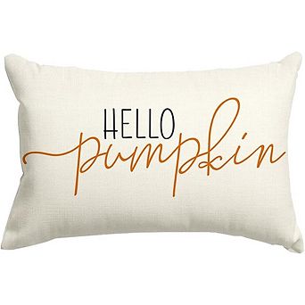 Hello Pumpkin Fall Lumbar Pillow Cover, Autumn Farmhouse Throw Cushion Cover