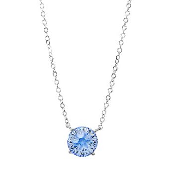Athra NJ Inc Sterling Silver Cubic Zirconia Solitaire Pendant Necklace