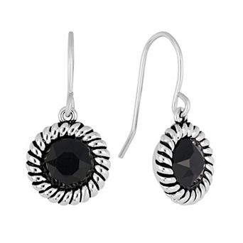Athra NJ Inc Sterling Silver Polished Crystal Rope Edge Frenchwire Drop Earrings