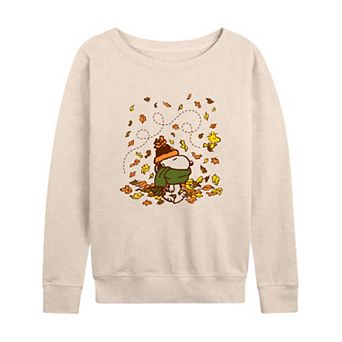 Women's Peanuts Snoopy & Woodstock Cozy Fall Day French Terry Long Sleeve Tee