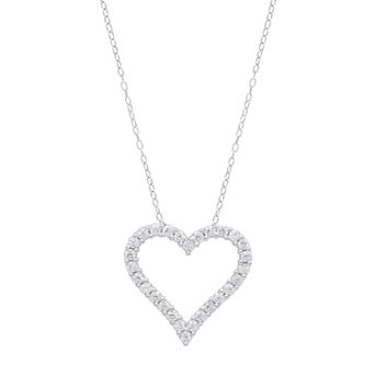 Diamond Essentials Sterling Silver 1/2 Carat T.W. Lab-Grown Diamond Rope Chain Open Heart Pendant Necklace