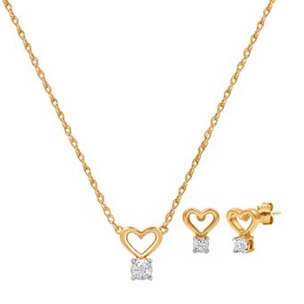 Diamond Essentials Sterling Silver 1/10 Carat T.W. Lab-Grown Diamond Necklace & Earring Set