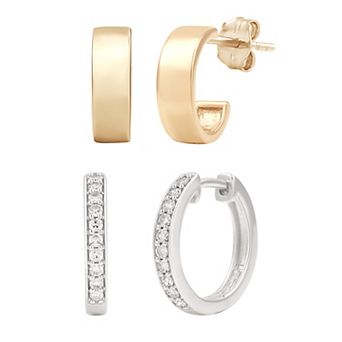 Diamond Essentials Two-Tone Sterling Silver 1/4 Carat T.W. Lab-Grown Diamond Hoop Earring Set